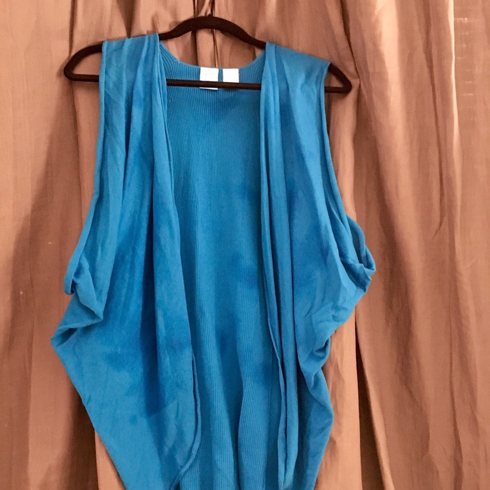 blue cardigan vest